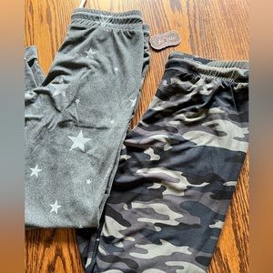 2 Pair NWT Tween Suzette Collection Joggers Sz L(12/14) Camo & Grey Stars
